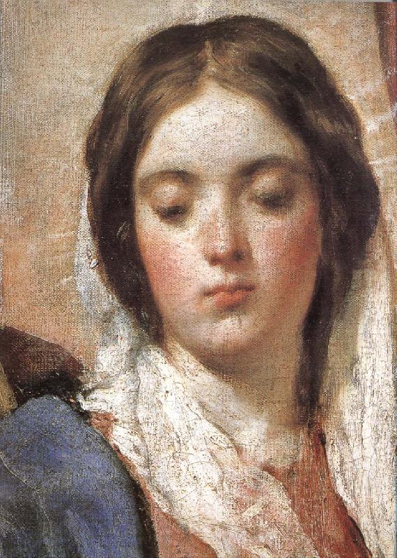 VELAZQUEZ, Diego Rodriguez de Silva y Detail of  Virgin Mary wearing the coronet